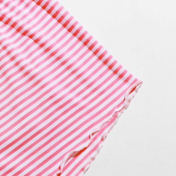 New Pink & White Striped Tee & Shorts Pajama Set - Picture 4 of 5